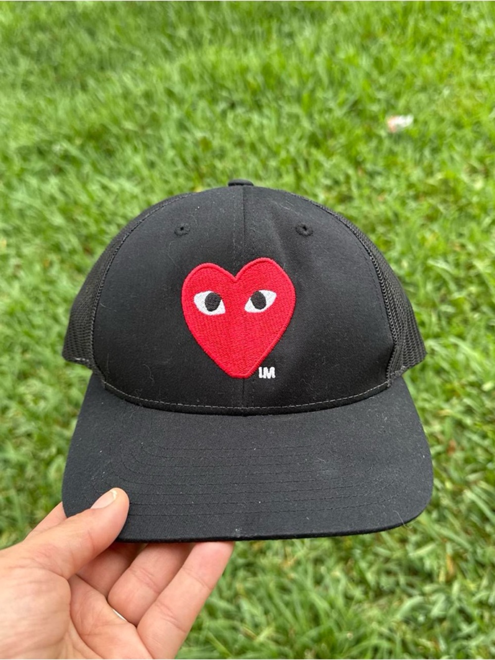 Black Men's Cap with Red Heart Logo